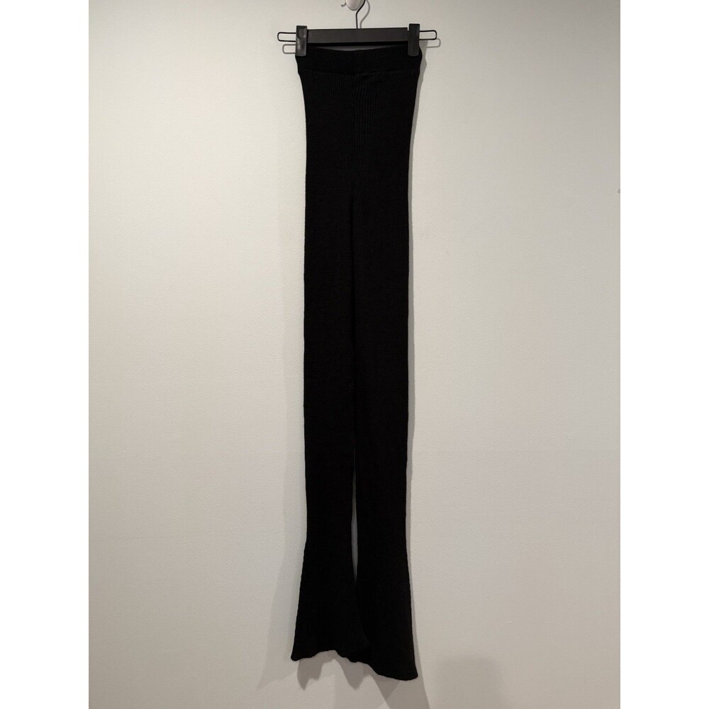 PrettyLittleThing Ribbed Knit Pants Womens Small Black Stretch Travel Lounge